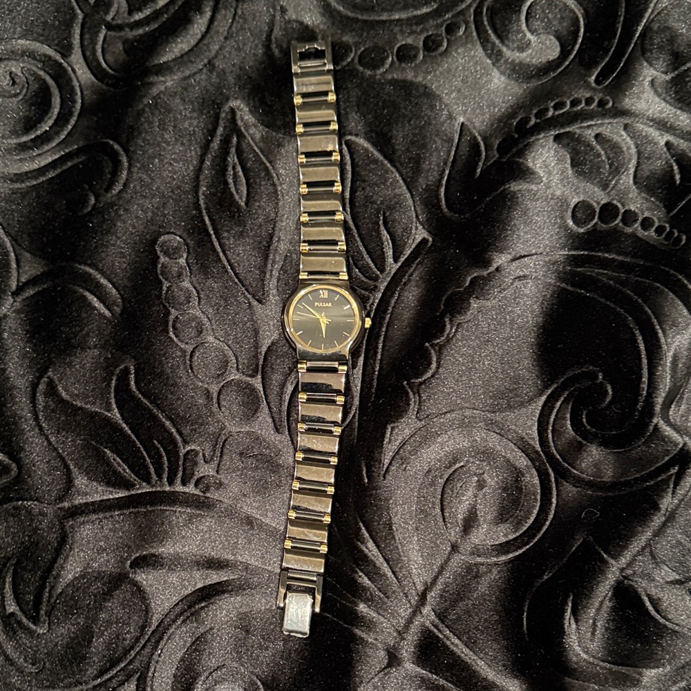 Pulsar Black and Gold Women's Watch